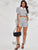 Plaid Button Front Puff Sleeve Tweed Top With Shorts