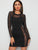 Geo Print Contrast Mesh Bodycon Dress