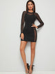 Geo Print Contrast Mesh Bodycon Dress