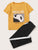 Cartoon & Letter Graphic Tee & Sweatpants