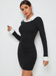 Contrast Collar Colorblock Bodycon Dress