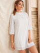 Lantern Sleeve Mock Neck Chiffon Tunic Dress
