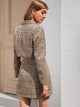 Plaid Crop Blazer & Button Through Skirt