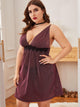 Plus Contrast Lace Glitter Dress