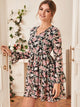 V-neck Floral Print Tiered Layer Dress