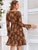 Plants Print Surplice Front Chiffon Dress