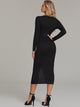 V Neck Button Front Bodycon Sweater Dress