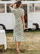 Simplee Ruffle Hem Belted Wrap Floral Dress