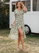 Simplee Ruffle Hem Belted Wrap Floral Dress