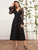 Belted Contrast Mesh Flounce Sleeve Dress