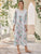 Floral Print Contrast Lace Satin Night Dress