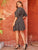 Plus Half Button Ditsy Floral Print Dress