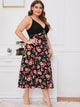 Plus Floral Print Contrast Lace Night Dress
