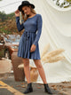 Belted Rib-knit Flared Hem Dress
