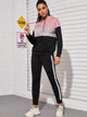 Contrast Sequin Panel Drawstring Hoodie & Sweatpants