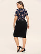 Plus Floral Print Combo Bodycon Dress