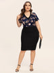 Plus Floral Print Combo Bodycon Dress