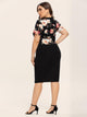 Plus Floral Print Cut Out Bodycon Dress