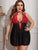 Plus Contrast Lace Mesh Halter Dress With Thong