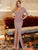 Glamaker Plunging Neck Ruched Wrap Front Split Mermaid Dress