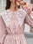Contrast Guipure Lace Chelsea Collar Bell Sleeve Dress