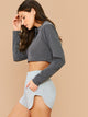 Two Tone Long Sleeve Top With Shortie PJ Set
