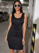 Solid Lace Up Sleeveless Bodycon Dress