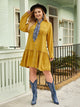 Plus Single Breasted Pocket Patched Shirt Dress