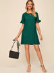 Solid V-Cut Back Tunic Dress