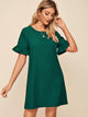 Solid V-Cut Back Tunic Dress