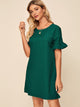Solid V-Cut Back Tunic Dress