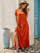 Solid Ruffle Hem Maxi Dress