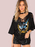 Oversized Grungy Trade Mark Graphic Top