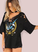 Oversized Grungy Trade Mark Graphic Top