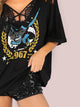 Oversized Grungy Trade Mark Graphic Top