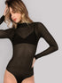Mock Neck Sheer Mesh Bodysuit