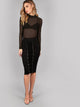 Mock Neck Sheer Mesh Bodysuit