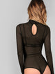 Mock Neck Sheer Mesh Bodysuit