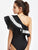 One Shoulder Layered Ruffle Trim Bodysuit