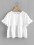 Ruffle Cuff Solid Smock Top