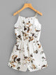 Floral Print Random Self Tie Cami Romper