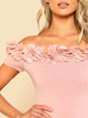Flower Applique Off Shoulder Bodysuit