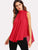 Neon Orange Tie Back Mock-neck Asymmetrical Hem Blouse