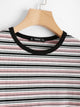  Ribbed Striped Crop Tee