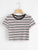  Ribbed Striped Crop Tee