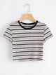  Ribbed Striped Crop Tee