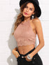 Scallop Laser Cut Suede Halter Top