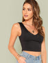 Solid Form Fitted Crop Tank Top