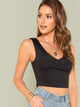 Solid Form Fitted Crop Tank Top