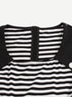 Contrast Striped Button Detail Flare Dress